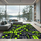 Neon Grid Data Abstract Pixel Rug