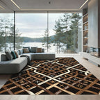 Earthy Tones Woven Abstract Line Art Rug