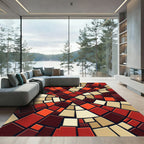 Radiant Red Cream Geometric Tessellation Rug
