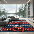 Red White Nautical Knotted Rope Rug
