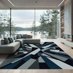 Deep Blue Geometric Burst Rug