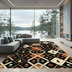 Warm Rustic Geometric Folk Art Rug