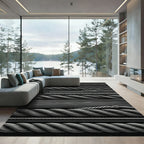Monochrome Twisted Rope Lines Rug