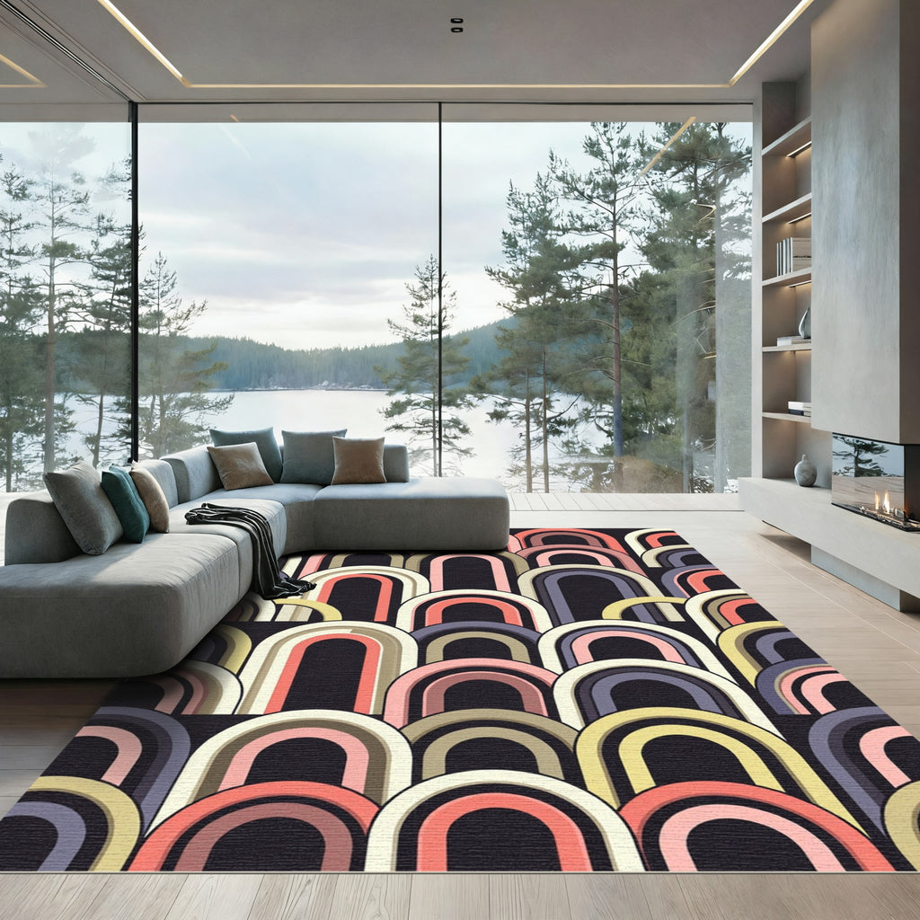 Retro Arched Overlay Rainbow Rug