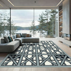 Gray Geometric Interlocking Square Window Rug