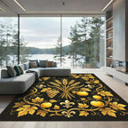 Golden Wheat Fleur de Lis Vine Rug