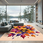 Autumn Maple Leaf Watercolor Swirl Rug