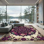 Gothic Magenta Rose Mandala Art Rug
