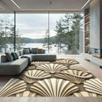 Elegant Cream Seashell Sculpted Wave Flow Rug