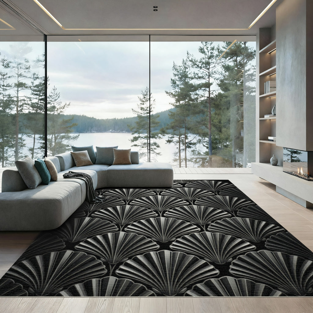 Art Deco Fan Shell Composition Rug