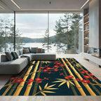 Golden Bamboo and Red Blossom Serenity Rug