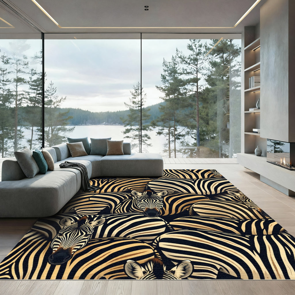 Bold Zebra Animal Stripe Monochrome Rug