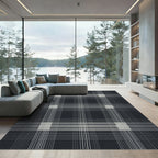 Dark Gray Modern Grid Checkered Rug