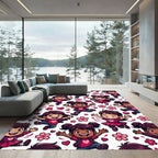 Joyful Kids Pink Hearts Cherry Blossoms Rug