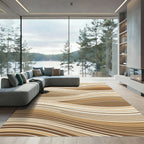 Contemporary Neutral Wave Stripe Rug