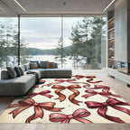Romantic Dusty Rose Ribbon Bow Decor Rug