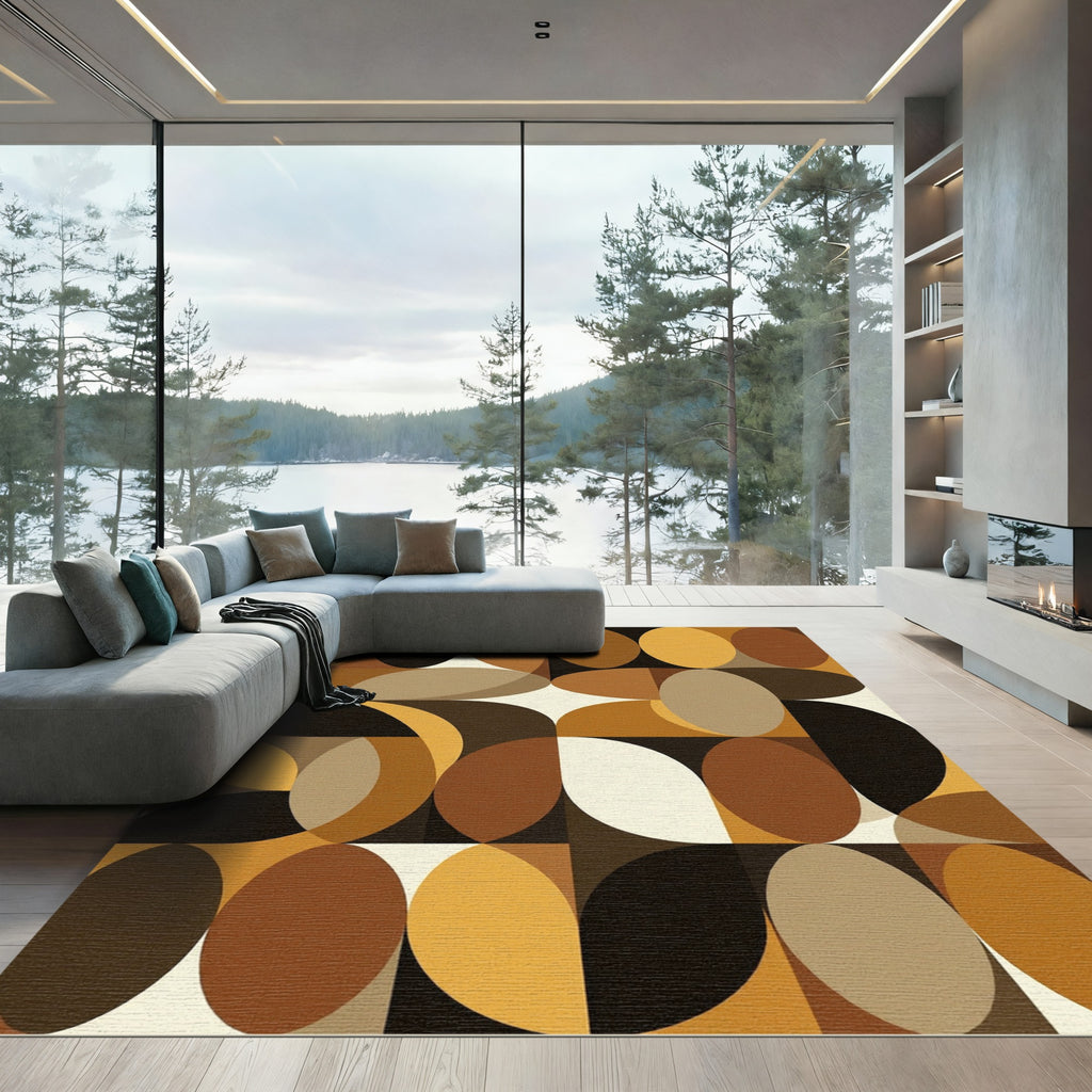 Earthy Organic Geometric Mid Century Modern Rug