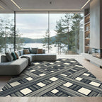 Gray Intersecting Wood Grain Effect Rug