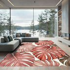 Tropical Terracotta Monstera Leaf Array Rug