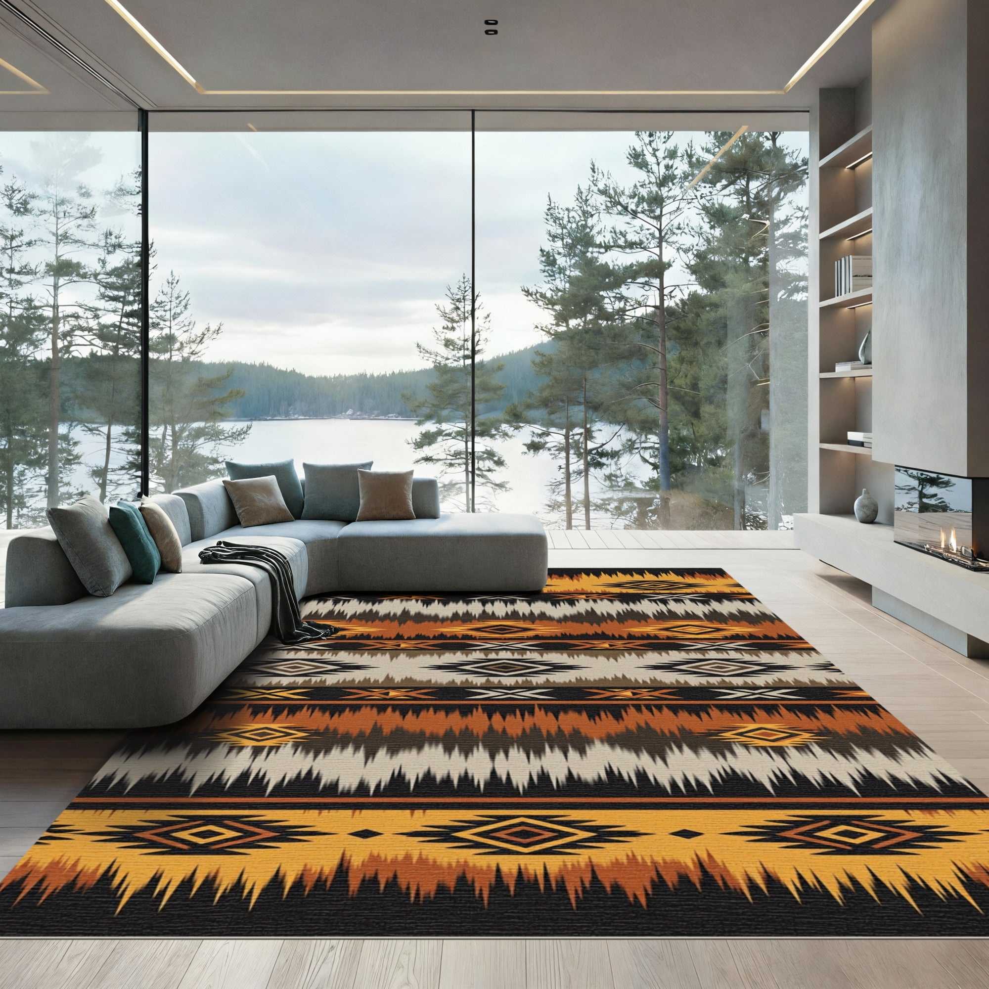 Earthy Southwestern Geometric Diamond Stripe Rug