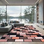 Brick Pattern Coral Blush Rectangles Rug