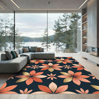 Coral Gold Floral Arrangement Rug