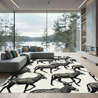 Sophisticated Gray Antelope Animal Illustration Rug