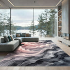 Crimson Pink Watercolor Swirls Rug