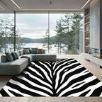Dramatic Black White Animal Stripes Rug