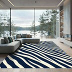 Bold Navy and Cream Zebra Stripe Rug