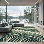 Earthy Green Tall Grass Waves Rug