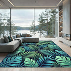 Lush Tropical Foliage Botanical Leaf Rug