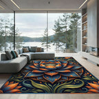 Artisanal Navy and Bronze Lotus Medallion Rug