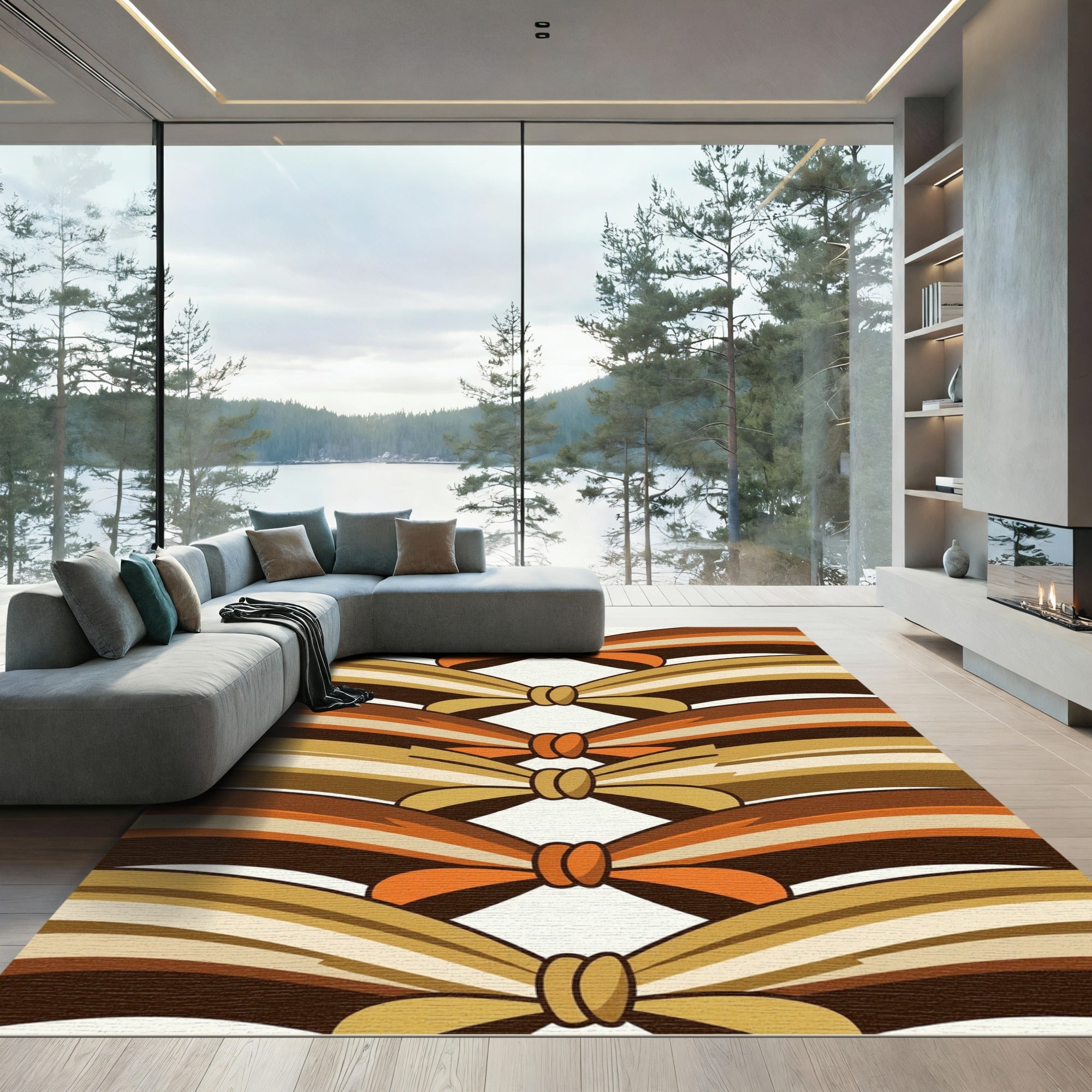 Retro Earth Tone Knotted Ribbon Rug