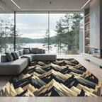 Geometric Mountain Peak Earth Tone Art Rug