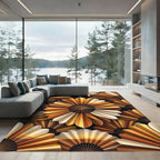 Golden Brown Fan Blossom Repeating Rug