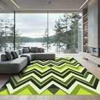 Modern Lime Green Geometric Zigzag Rug