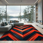 Bold Orange and Charcoal Chevron Geometric Rug
