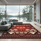 Red Nordic Heart Snowflake Fair Isle Rug