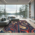 Dynamic Red and Navy Race Track Rug