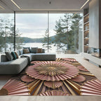Rose Gold Fan Medallion Art Deco Rug