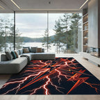 Electric Crimson Lightning Bolt Energy Rug