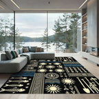 Tribal Sun Fish Wave Imagery Rug