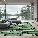 Aged Green Brick Wall Composition Rug