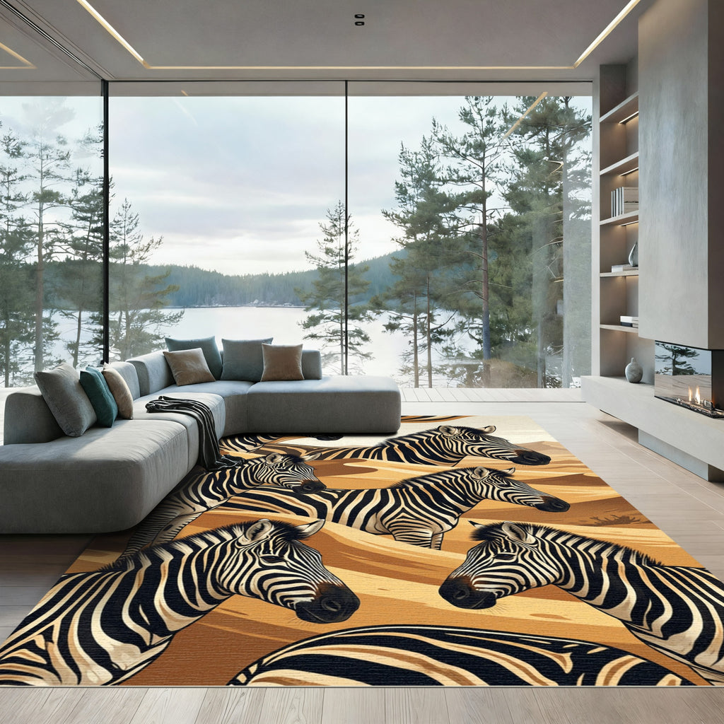 Abstract Zebra Herd Sand Dunes Art Rug