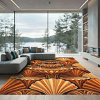 Orange Fountain Shell Geometric Rug