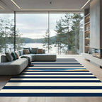 Naval Striped Shoreline Horizon Area Rug