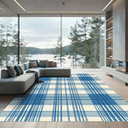 Classic Blue Tartan Check Rug