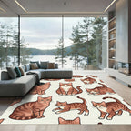 Playful Ginger Tabby Cat Illustration Rug