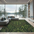 Green Fern Medallion Ornate Rug